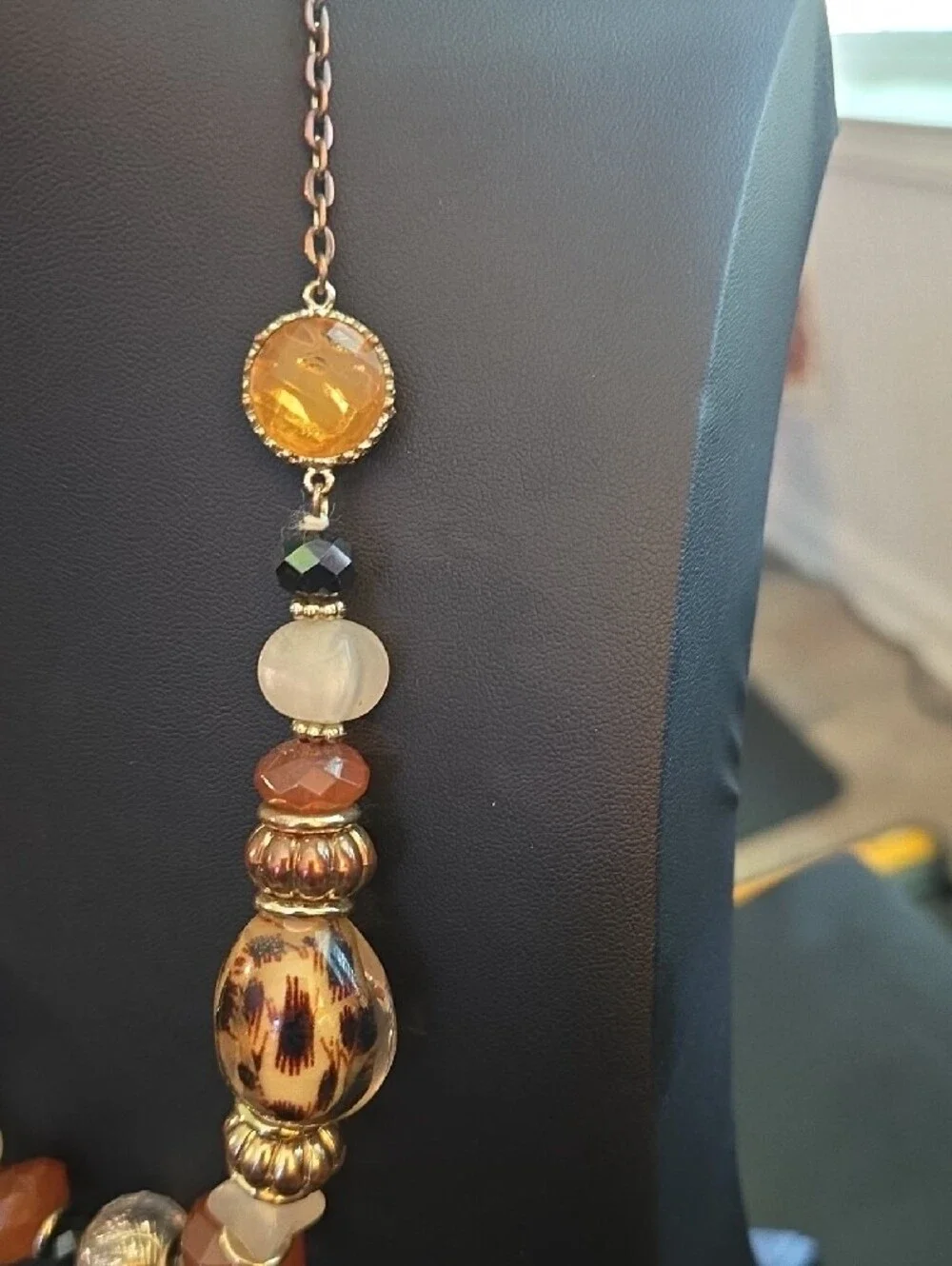 Statement Brown and Gold Beaded Women's Necklace